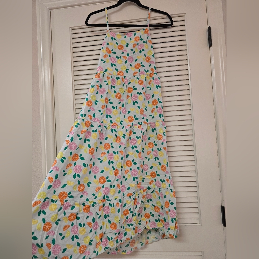 Cat & Jack - Girls' Citrus Pattern Open-Back Dress With Pockets